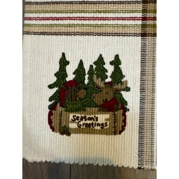 Set Of 2 St. Nicholas Square Cotton Festive Moose & Tree Placemats - Picture 9 of 12